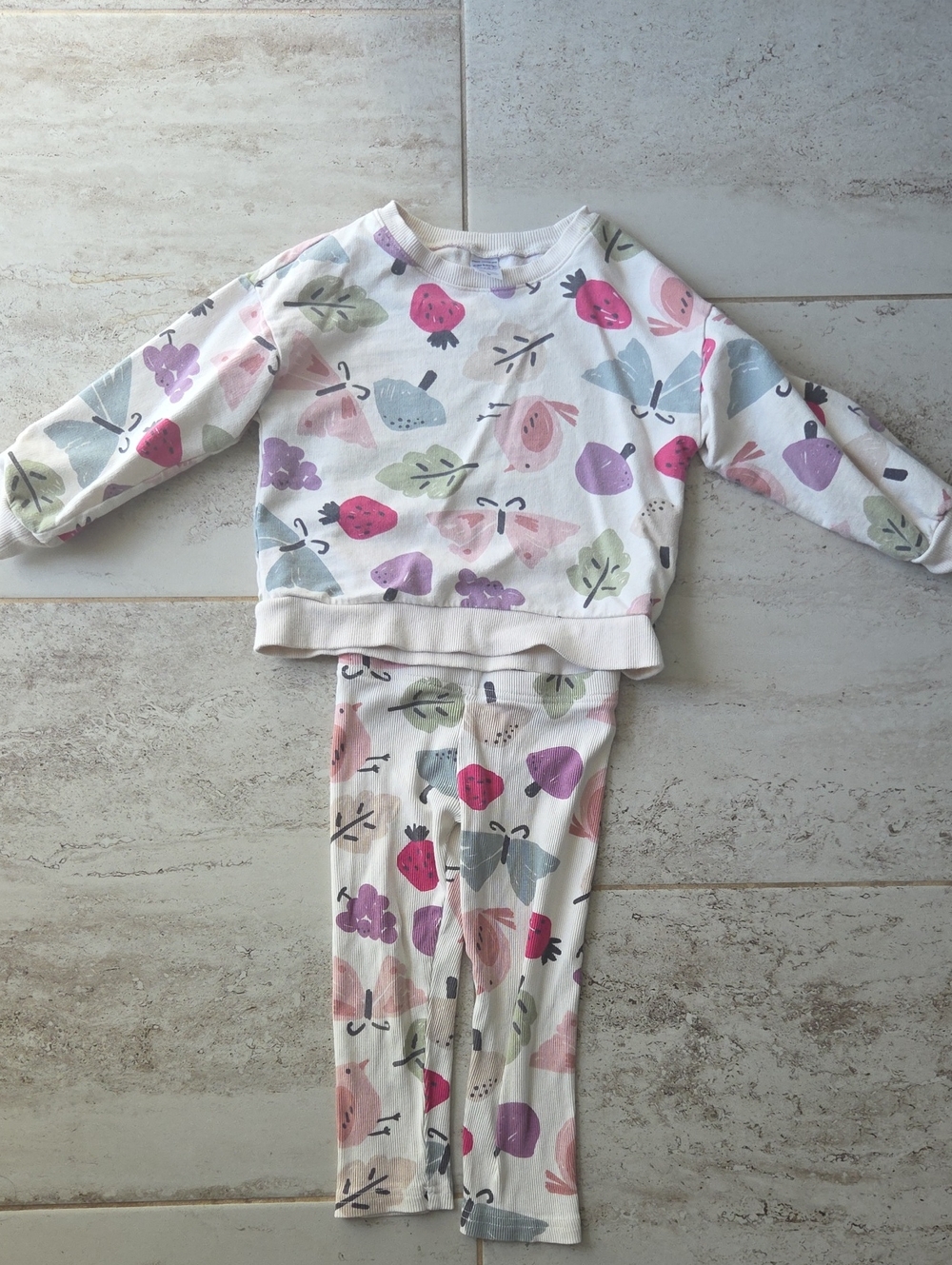 Carter's Fruit Print Pajama Set - White with Pink & Purple